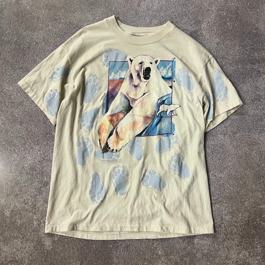 90s Sea World Hanes All Over Print Single Stitch Made in USA Tee L
