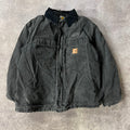 2010s Carhartt Corduroy Collar Quilt Lined Workwear Black Jacket XL
