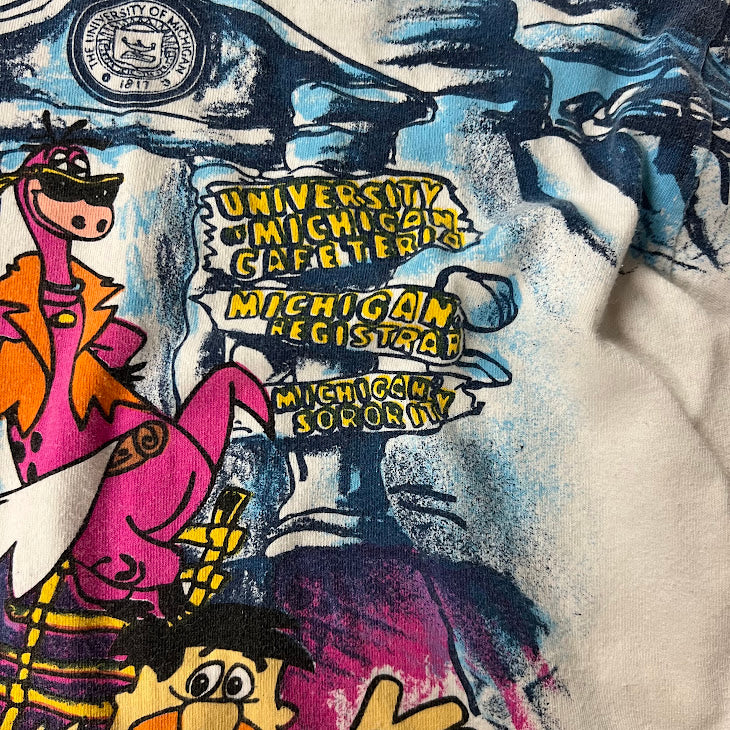 1994 Freeze The Flintstones x University of Michigan Wolverines All-Over Print (AOP) Long Sleeve T-Shirt Hoodie